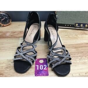 Bella Vita Aliette Women's 8 Black Rhinestone High Heel Ankle Strappy Sandal